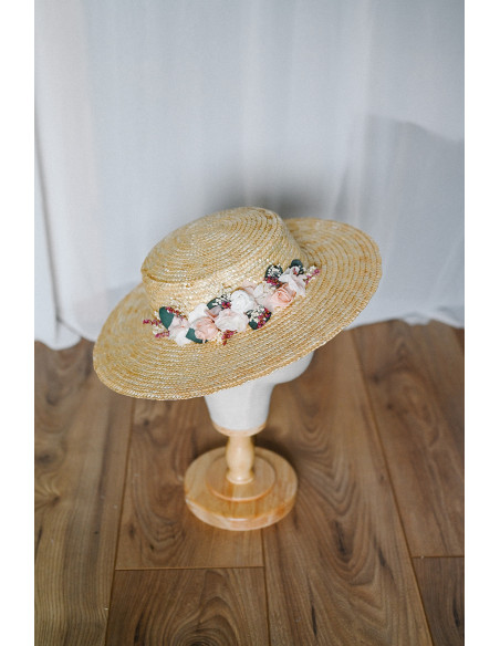 Capeline mariage paille & fleurs séchées - L'Atelier de Clotilde - Comptoir Doré