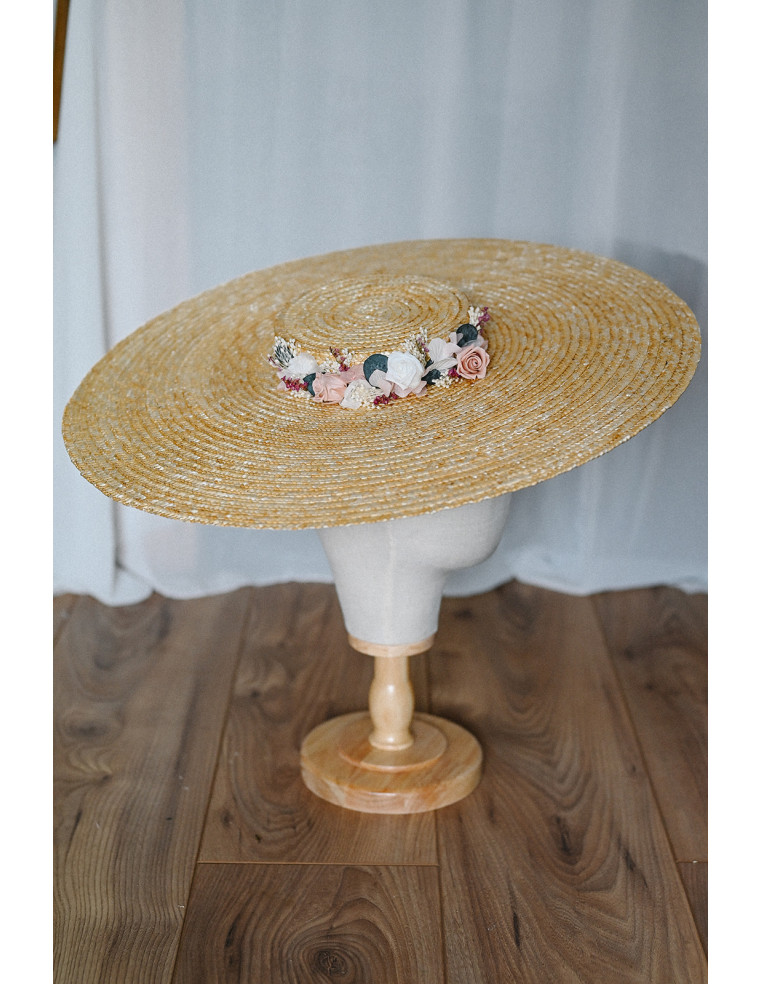 Capeline mariage paille & fleurs séchées - L'Atelier de Clotilde - Comptoir Doré