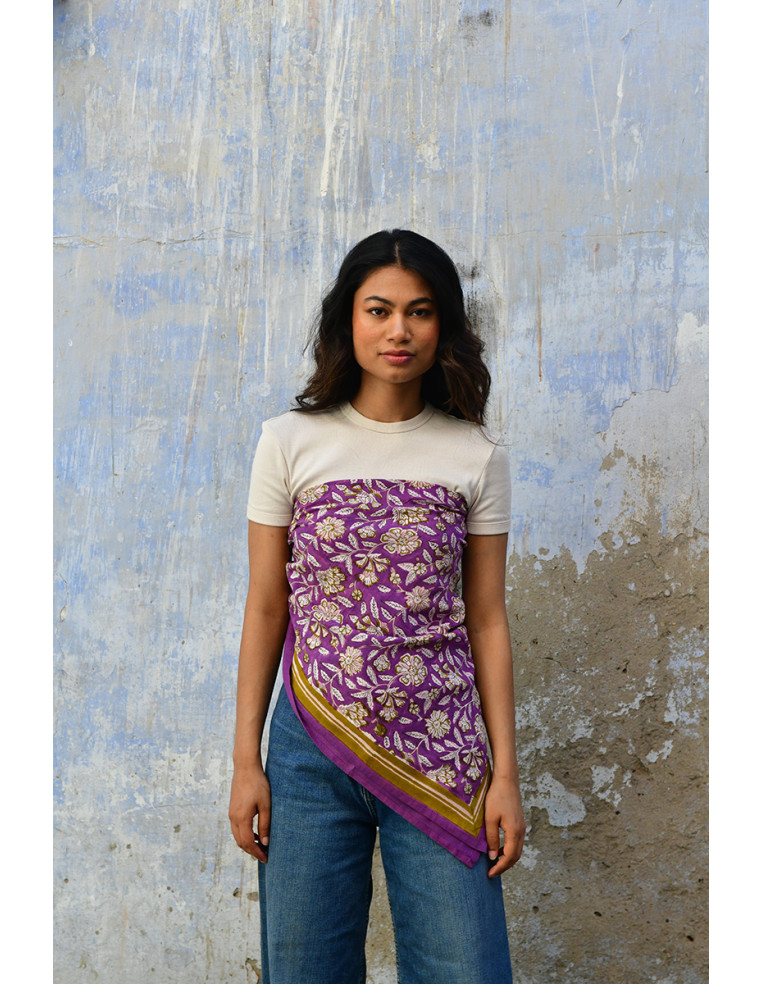 Foulard blockprint indien violet - Byzantine APW - Comptoir Doré