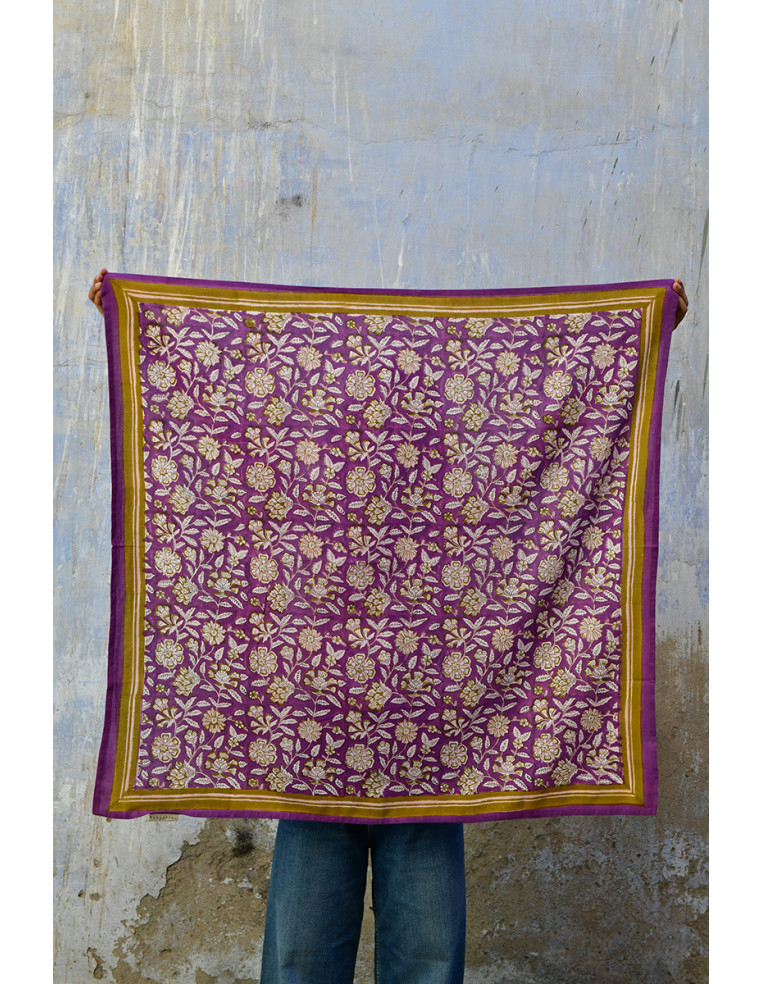 Foulard blockprint indien violet - Byzantine APW - Comptoir Doré