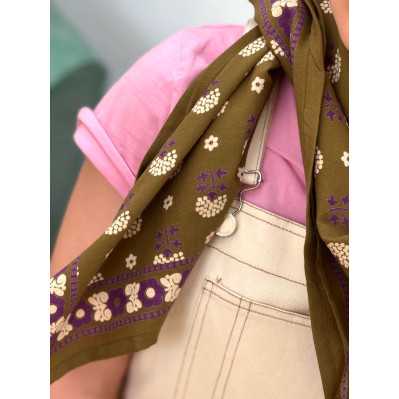 Foulard blockprint indien kaki - Byzantine APW - Comptoir Doré 2