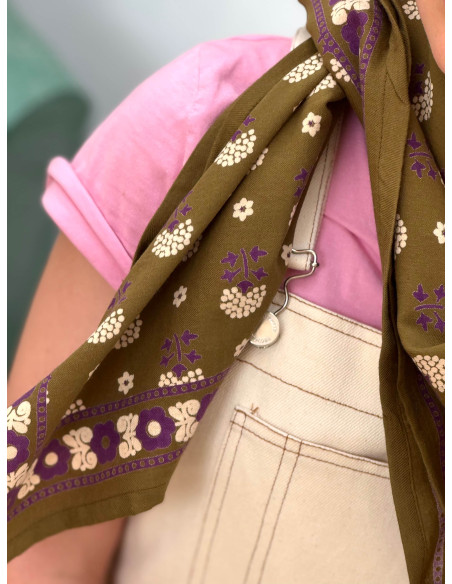 Foulard blockprint indien kaki - Byzantine APW - Comptoir Doré