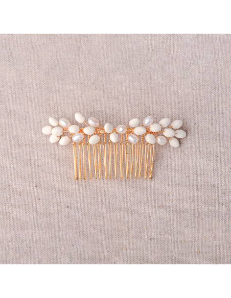 Peigne mariée porcelaine froide - Les Perles de la Bastide - Comptoir Doré