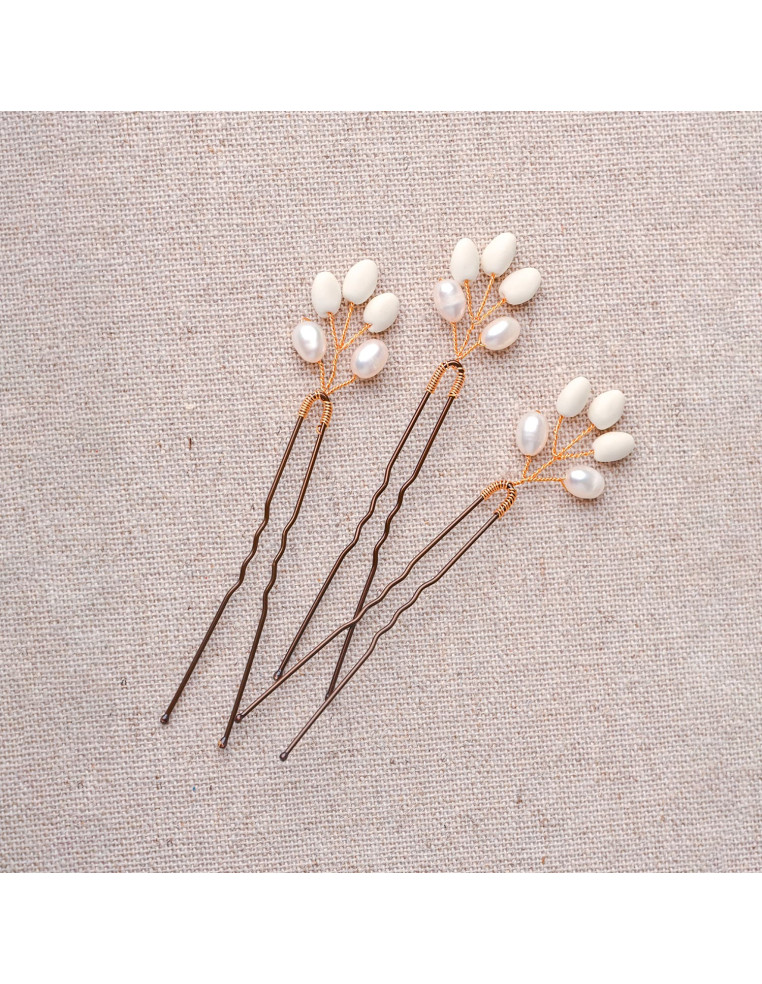 Epingles à cheveux porcelaine froide - Coraly T - Les perles de la Bastide
