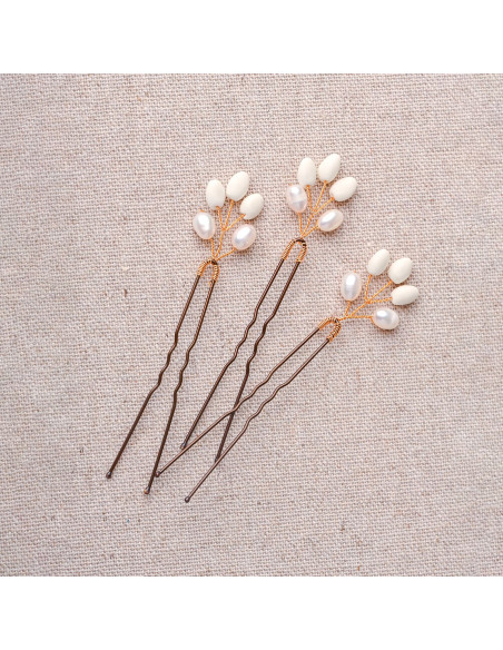 Epingles à cheveux porcelaine froide - Coraly T - Les perles de la Bastide