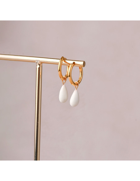 Boucles d'oreilles créoles porcelaine froide - Les Perles de la Bastide - Comptoir Doré