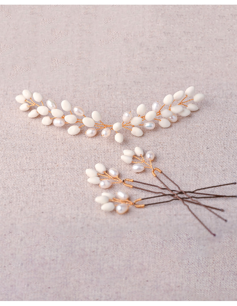 Accessoire cheveux peigne porcelaine froide mariée