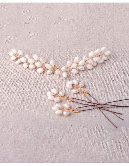 Accessoire cheveux peigne porcelaine froide mariée