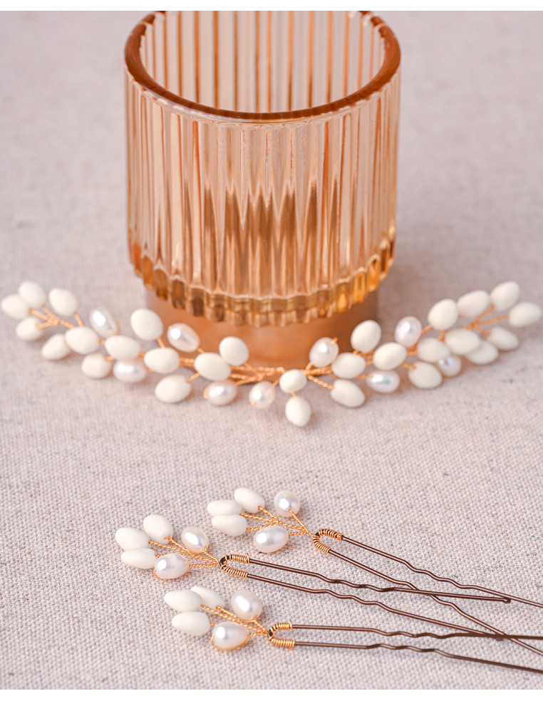 Accessoire cheveux peigne porcelaine froide mariée