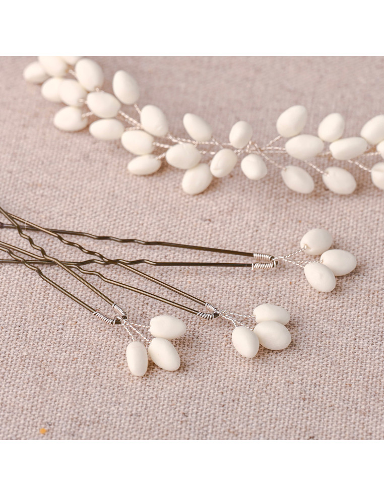 Pics mariée à cheveux porcelaine froide - Les Perles de la Bastide Comptoir Doré