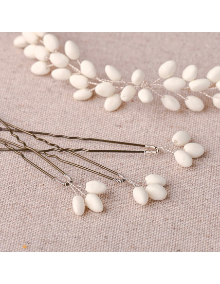 Pics mariée à cheveux porcelaine froide - Les Perles de la Bastide Comptoir Doré