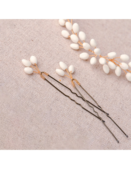 Pics mariée à cheveux porcelaine froide - Les Perles de la Bastide Comptoir Doré