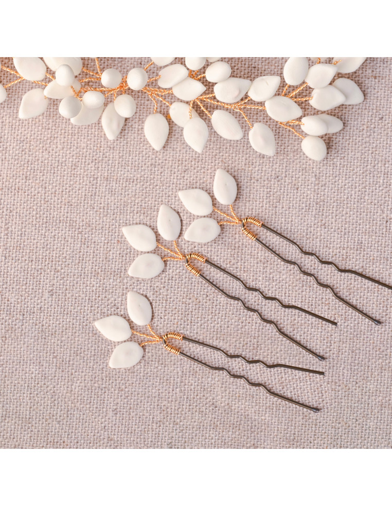 Epingles à cheveux mariée porcelaine froide - Comptoir Doré