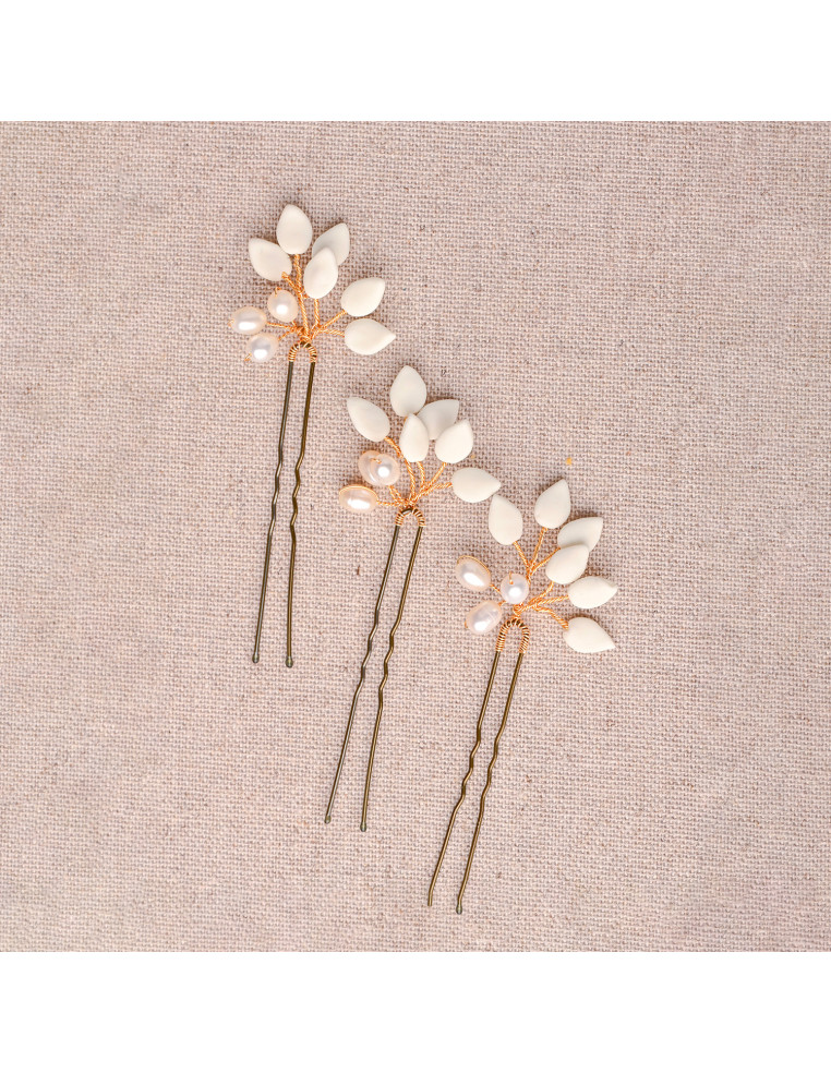 Epingles à cheveux porcelaine froide - Coraly T - Les perles de la Bastide