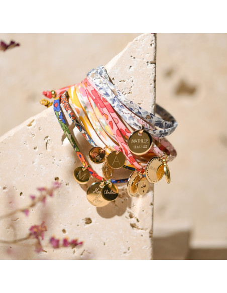 Bracelet Liberty médaille gravée plaqué or Comptoir Doré