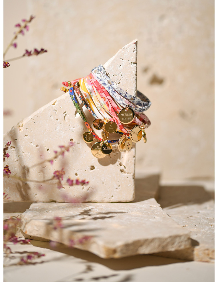 Bracelet Liberty médaille gravée plaqué or Comptoir Doré