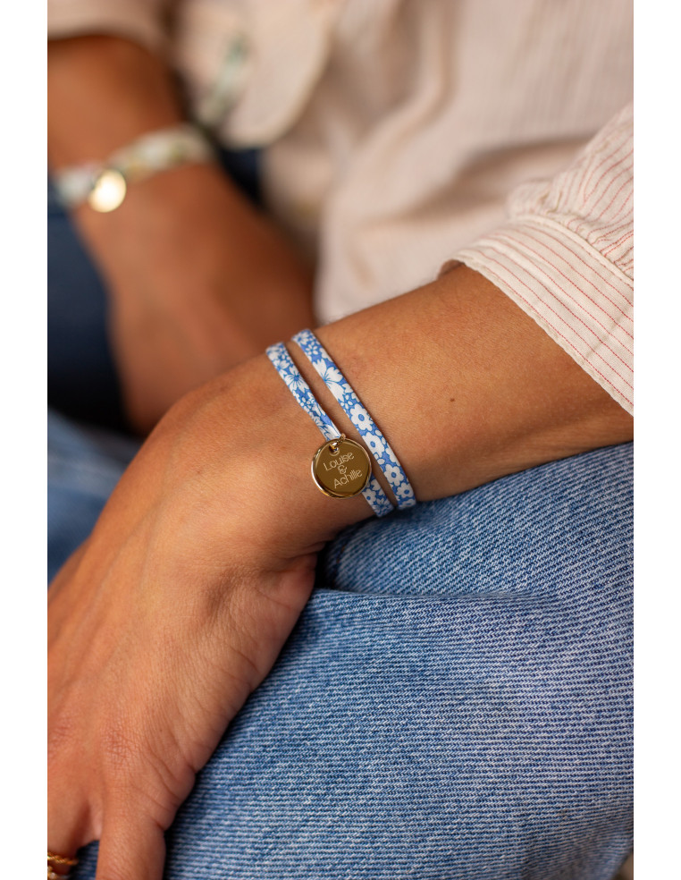 Bracelet Liberty médaille gravée plaqué or Comptoir Doré