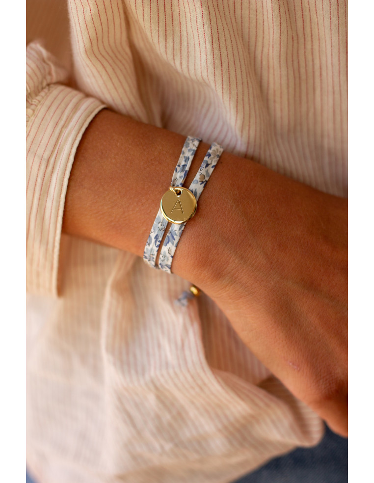 Bracelet Liberty médaille gravée plaqué or Comptoir Doré