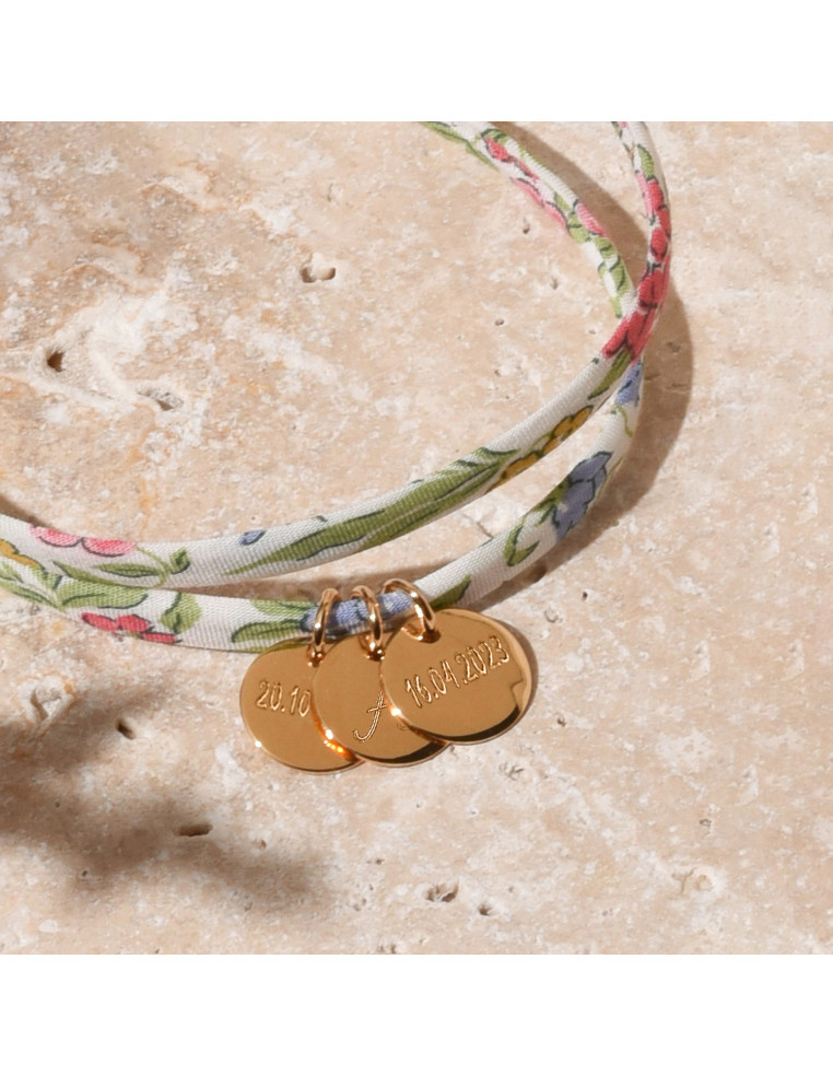 Bracelet Liberty multi médailles gravées plaqué or Comptoir Doré