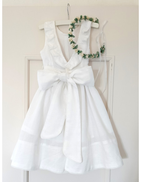 Couronne fleurs hortensias stabilisées enfant vert et blanc