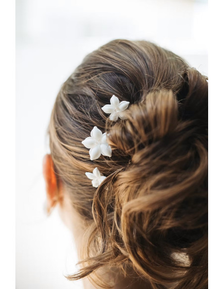 Epingles à cheveux fleurs porcelaine - BFlower - Comptoir Doré