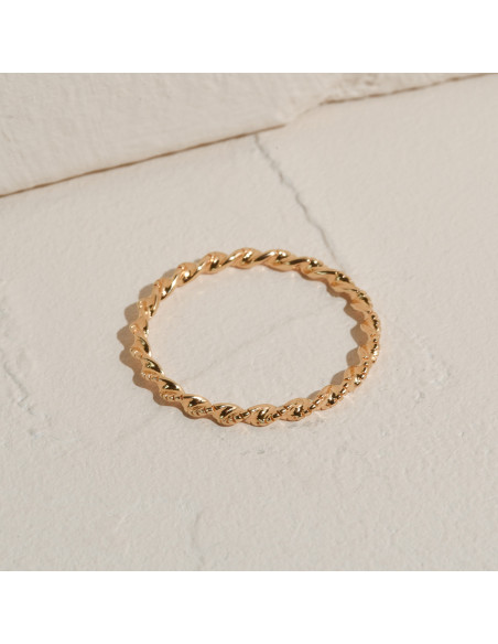 Bague plaquée or torsadée Alma - Comptoir Doré