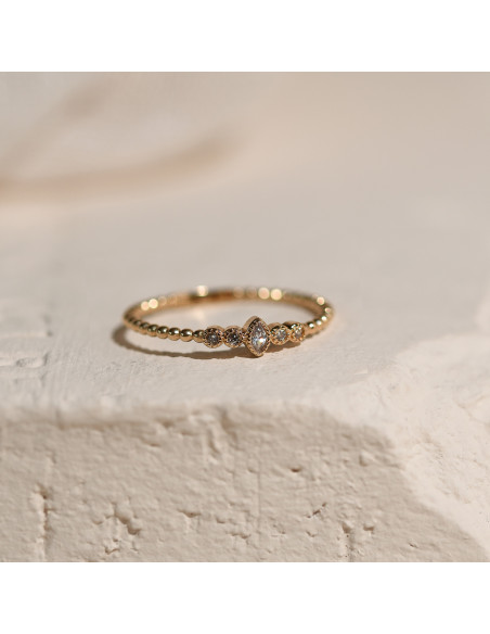 Bague Aimée plaquée or et zircons diamants - Comptoir Doré