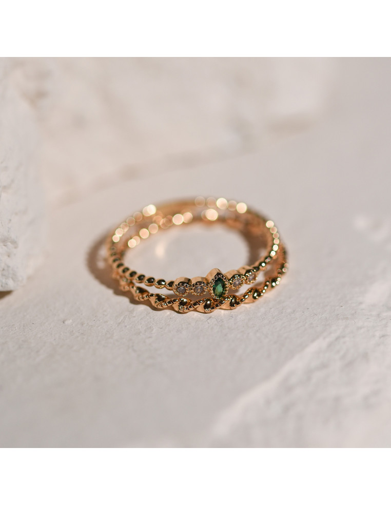 Duo de bagues plaquées or pour accumulation - Comptoir Doré