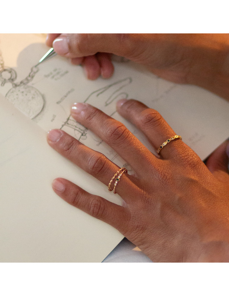 Duo de bagues plaquées or pour accumulation - Comptoir Doré