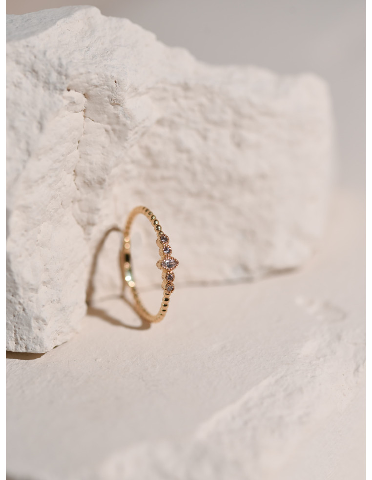 Bague Aimée plaquée or et zircons diamants - Comptoir Doré