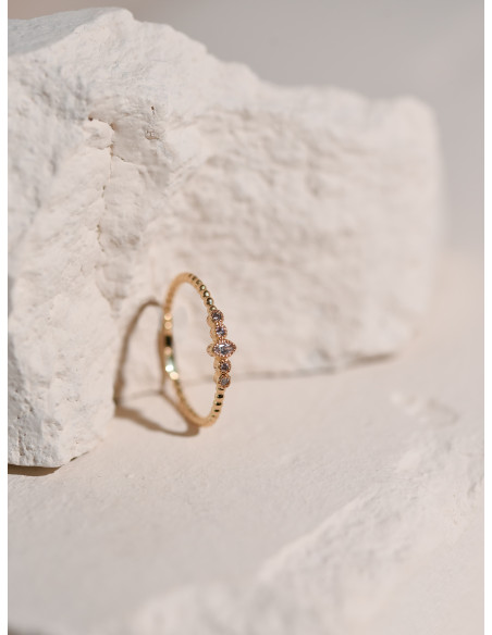 Bague Aimée plaquée or et zircons diamants - Comptoir Doré