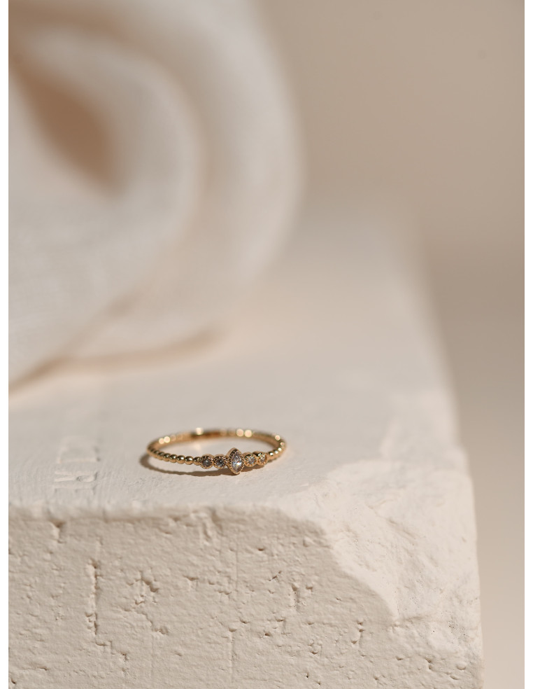 Bague Aimée plaquée or et zircons diamants - Comptoir Doré