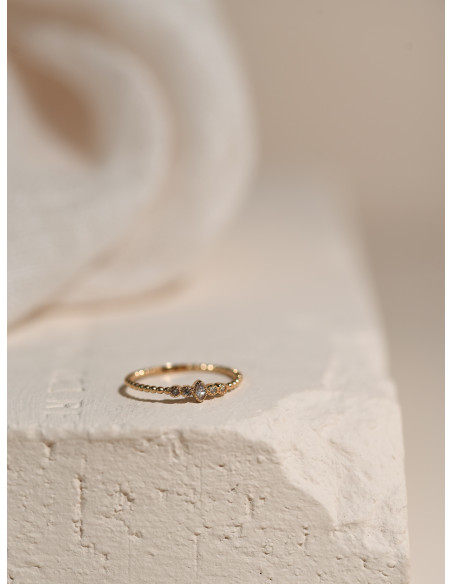 Bague Aimée plaquée or et zircons diamants - Comptoir Doré