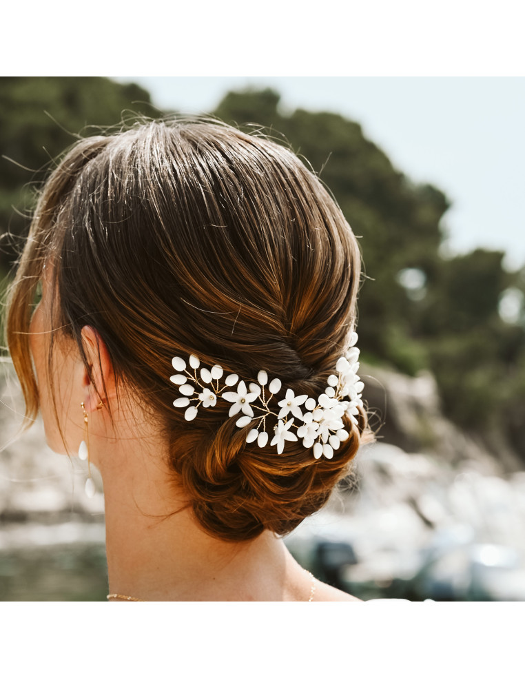 Peigne mariage porcelaine froide - Coraly T - Les perles de la Bastide - Comptoir Doré