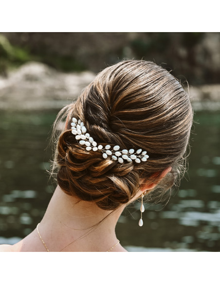 Accessoire cheveux peigne porcelaine froide mariée