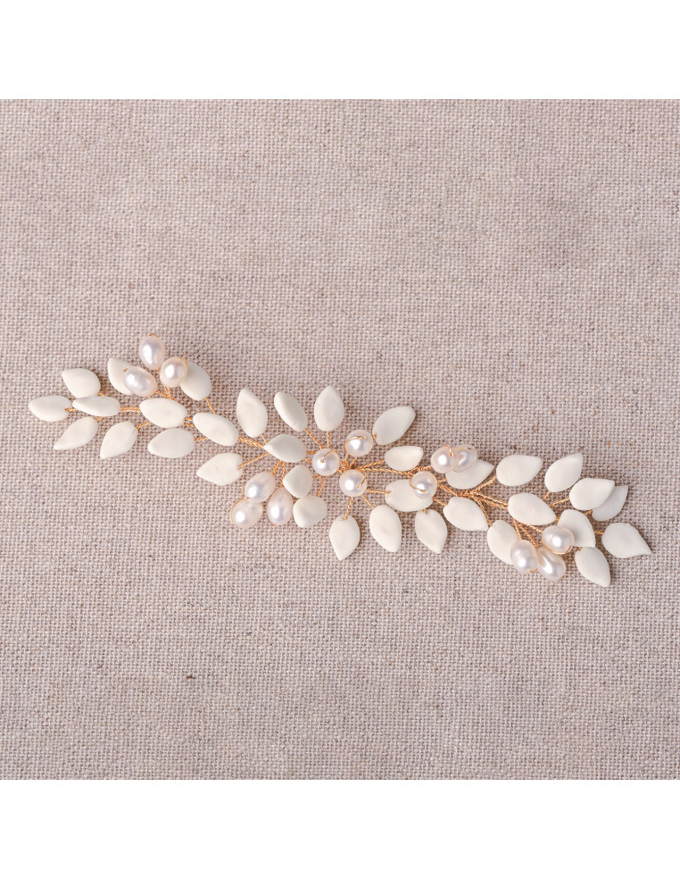 Peigne mariage porcelaine froide - Les perles de la Bastide - Comptoir Doré