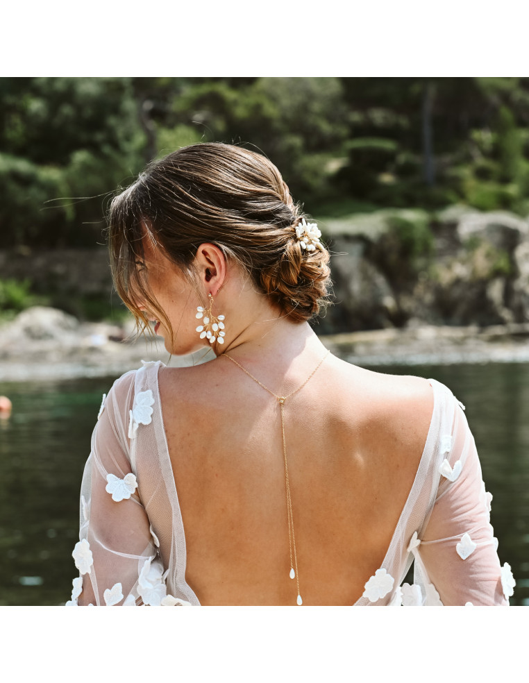 Boucles d'oreilles porcelaine froide et perles d'eau douce - Coraly T - Les perles de la Bastide