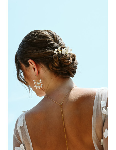 Boucles d'oreilles porcelaine froide et perles d'eau douce - Coraly T - Les perles de la Bastide