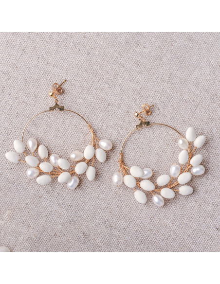 Boucles d'oreilles mariée porcelaine froide - Les Perles de la Bastide - Comptoir Doré