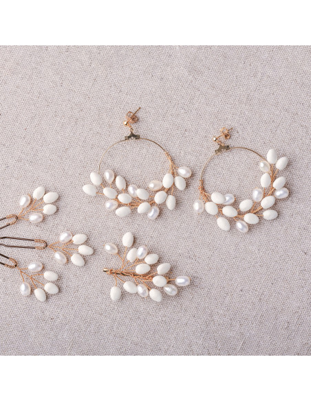 Boucles d'oreilles mariée porcelaine froide - Les Perles de la Bastide - Comptoir Doré