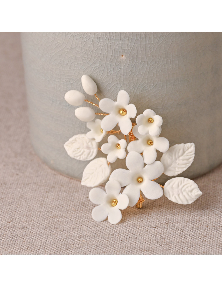 Boutonnière/broche porcelaine froide Coraly T - Les Perles de la Bastide