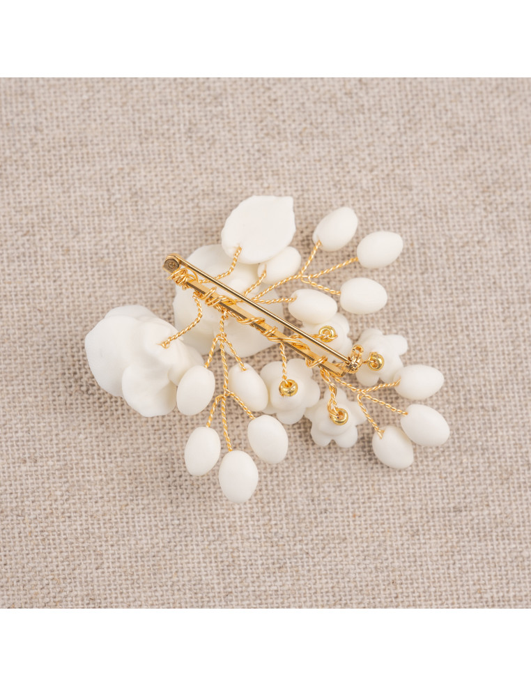 Boutonnière/broche porcelaine froide Coraly T - Les Perles de la Bastide