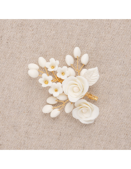 Boutonnière/broche porcelaine froide Coraly T - Les Perles de la Bastide