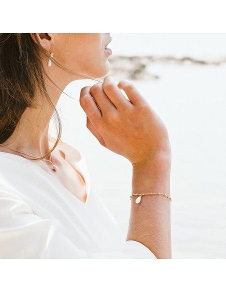 Bracelet en chaîne boule plaqué or ou argent et porcelaine froide - Les perles de la Bastide - Comptoir Doré
