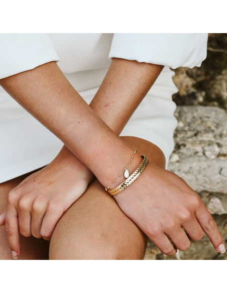 Bracelet en chaîne boule plaqué or ou argent et porcelaine froide - Les perles de la Bastide - Comptoir Doré