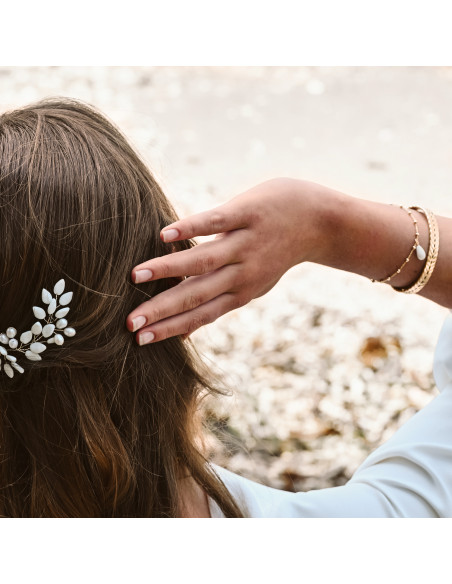 Bracelet en chaîne boule plaqué or ou argent et porcelaine froide - Les perles de la Bastide - Comptoir Doré