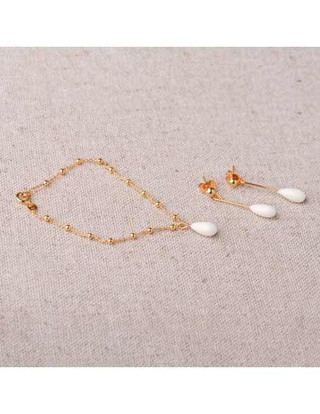 Bracelet en chaîne boule plaqué or ou argent et porcelaine froide - Les perles de la Bastide - Comptoir Doré