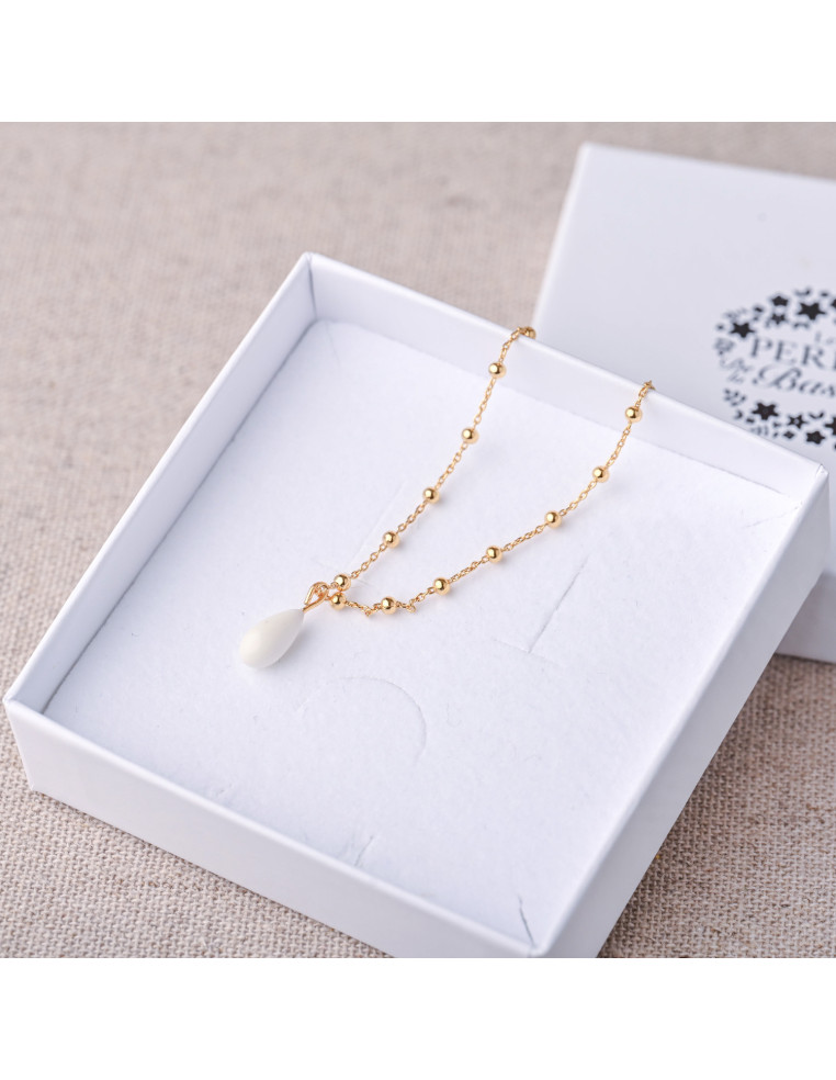 Bracelet en chaîne boule plaqué or ou argent et porcelaine froide - Les perles de la Bastide - Comptoir Doré