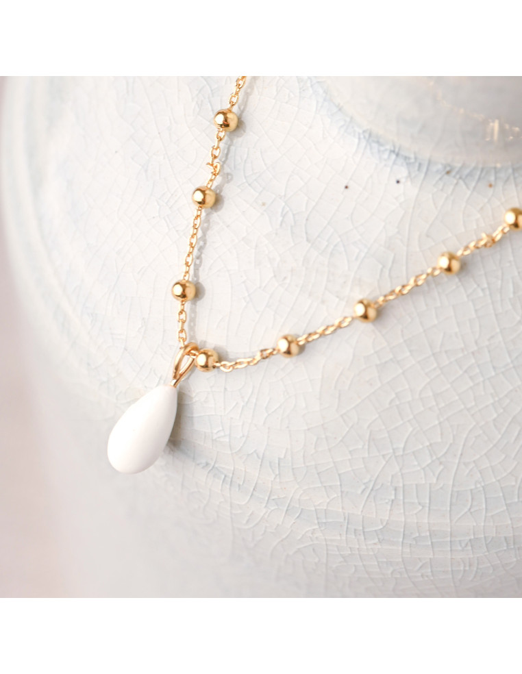 Bracelet en chaîne boule plaqué or ou argent et porcelaine froide - Les perles de la Bastide - Comptoir Doré