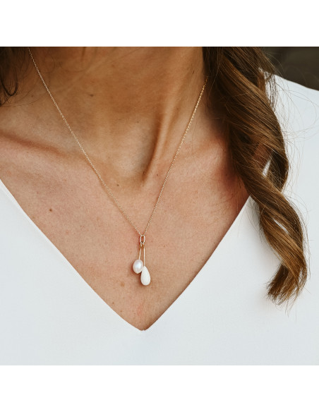 Collier mariée pendentif blanc et perle - Comptoir Doré - Les Perles de La Bastide